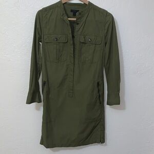 J. Crew Khaki Green Utility Shirt Dress